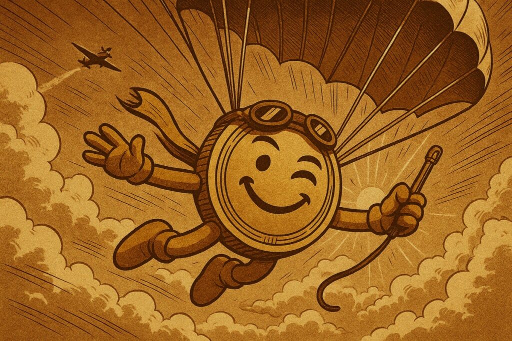 ResetCoin Solana memecoin meme art: Skydive