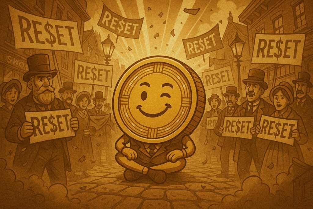 ResetCoin Solana memecoin meme art: Town
